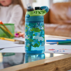 Sticlă de apă cu pai pentru copii Easy Clean Dino, 420 ml, 100% etanșă, cu AUTOSPOUT™ Contigo