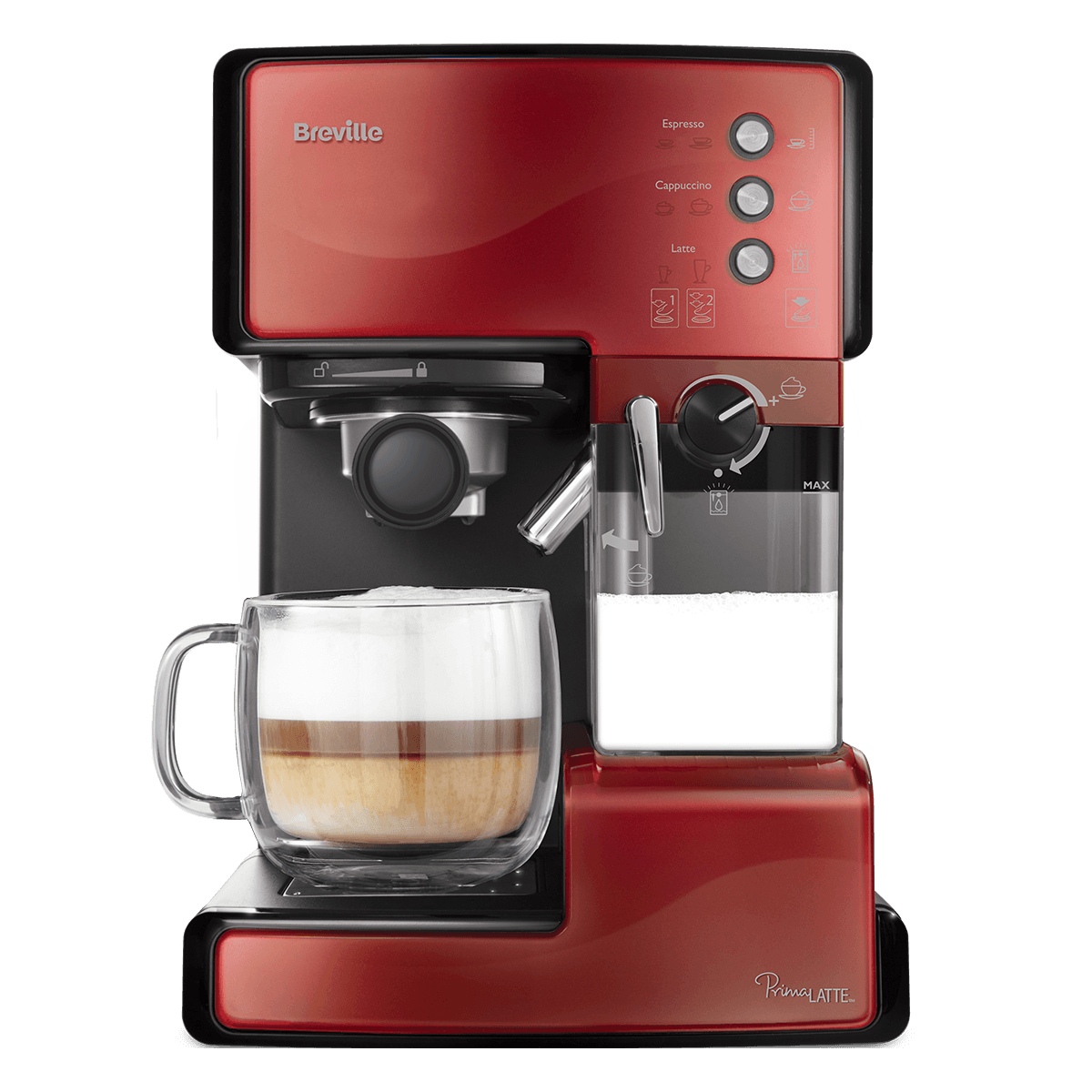Espressor Manual cu Lapte Prima Latte Red Breville imagine noua tecomm.ro