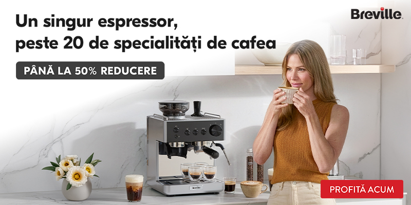 Promoții Breville România – Reduceri la Espressoare, Airfryere, Gofre