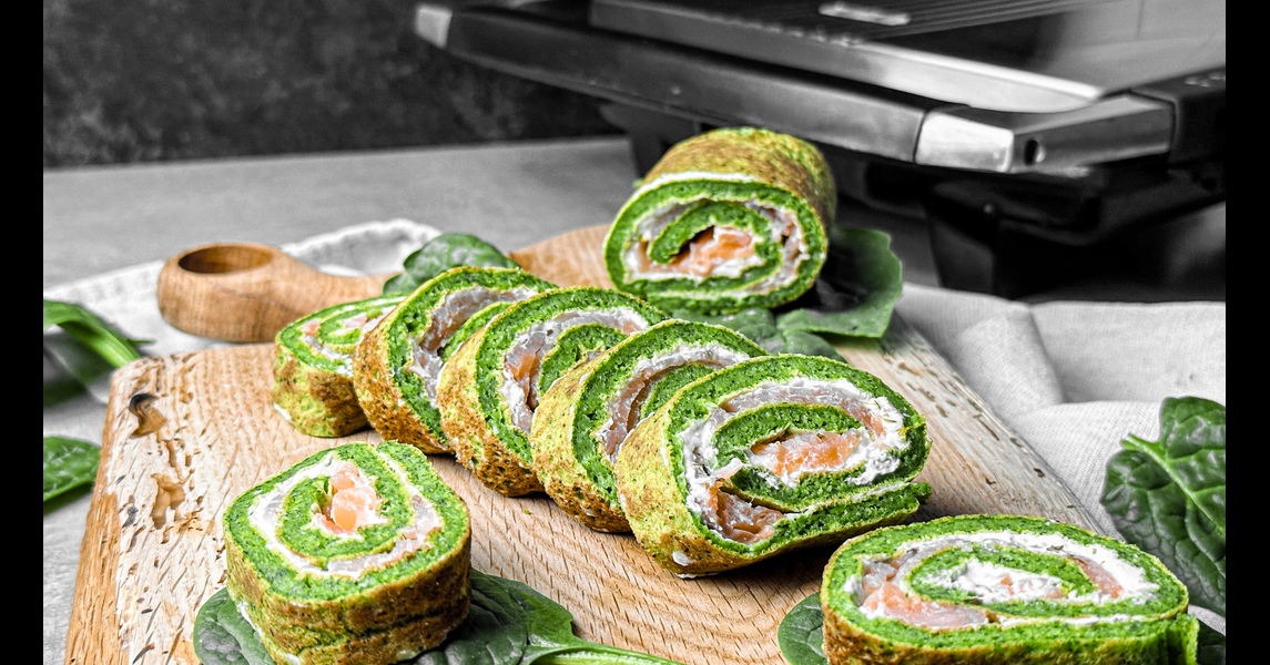 Rețeta rulada din spanac cu somon si crema de branza la SandwichMaker