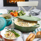 Vas de fontă emailată, 4.7L, rotund plat, verde fistic