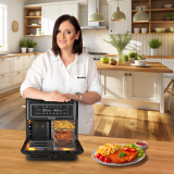 Airfryer, friteuză dublă cu aer cald, Halo Flexi, Digital, 11L