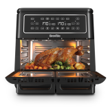 Airfryer, friteuză dublă cu aer cald, Halo Flexi, Digital, 11L