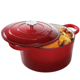 Vas de fontă emailată, 6.6L, rotund înalt, roșu