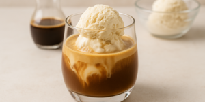 Rețetă Affogato cu înghețată de vanilie vegană la espressor Prima Latte II