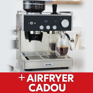 espressor barista signature cu pahar de cafea pe masa
