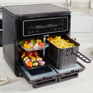 airfryer dublu breville halo flexi cu mancare inauntru