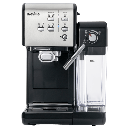 espressor prima latte 2 negru pe fundal alb