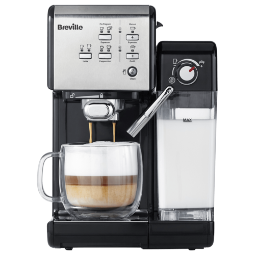espressor prima latte 2 negru cu cana de cafea