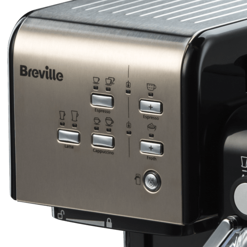 close-up panou control espressor negru prima latte 2