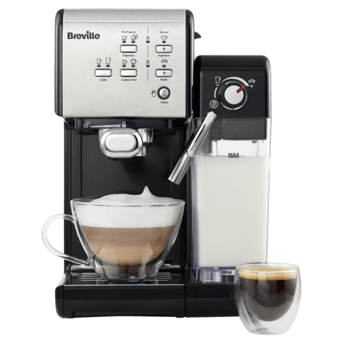 espressor prima latte 2 negru cu cani de cafea