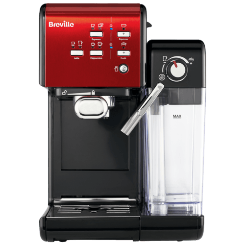 espressor prima latte 2 rosu pe fundal alb