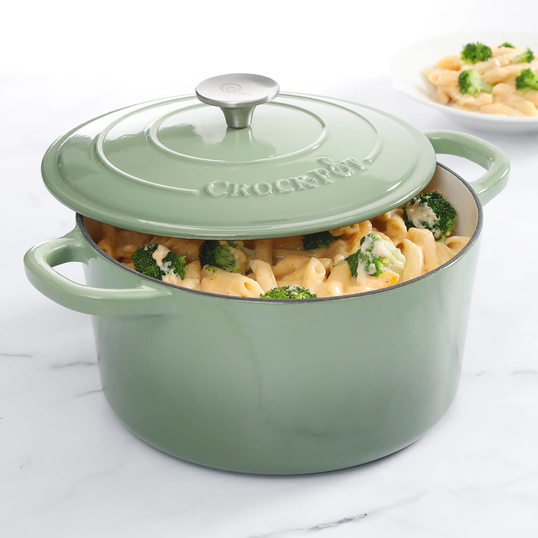 Vas de fontă emailată, 6.6L, rotund înalt, verde fistic Crock-Pot