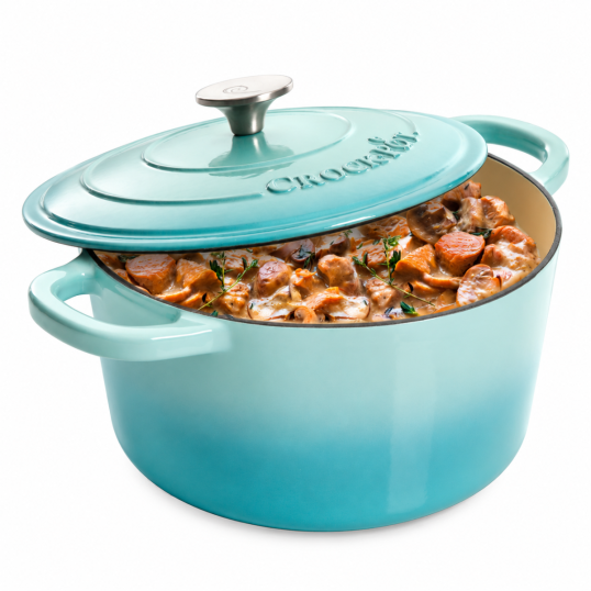 Vas de fontă emailată, 4.7L, rotund înalt, bleu Crock-Pot