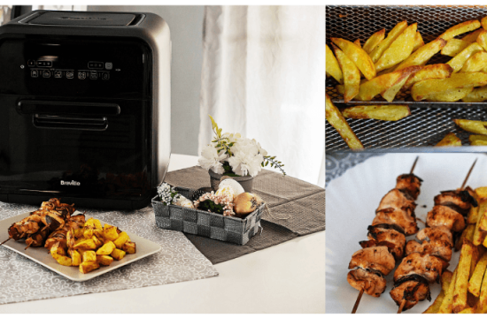 Rețetă frigărui de pui cu cartofi prăjiți la Breville Air Fryer, friteuza-cuptor cu aer cald by Dulciuri fel de fel