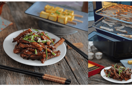 Rețetă porc cu 5 arome chinezești și frigărui de tofu la Breville Air Fryer, friteuza-cuptor cu aer cald by Carte de rețete