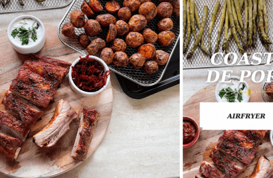 Rețetă coaste de porc cu cartofi și sparanghel la Breville Air Fryer by Mama Gătește