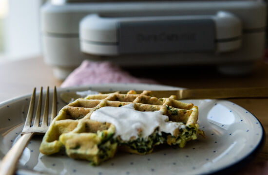 Rețetă gofre cu spanac și brânză feta la Aparat de Gofre Duraceramic Breville by Daniela Niculi