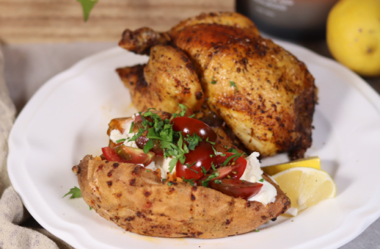 Rețetă cocoșel de pădure cu cartofi dulci la airfryer Breville Halo Steam by Teo's Kitchen