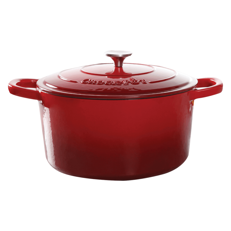 Vas de fontă emailată, 6.6L, rotund înalt, roșu