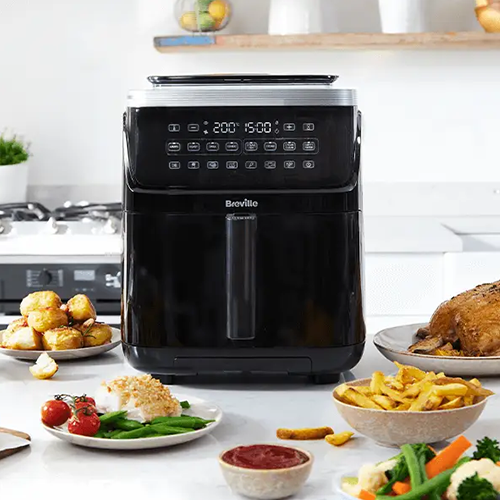 Airfryer, friteuză cu aer cald și funcție de gătire la aburi, Halo Steam Digital, 7L