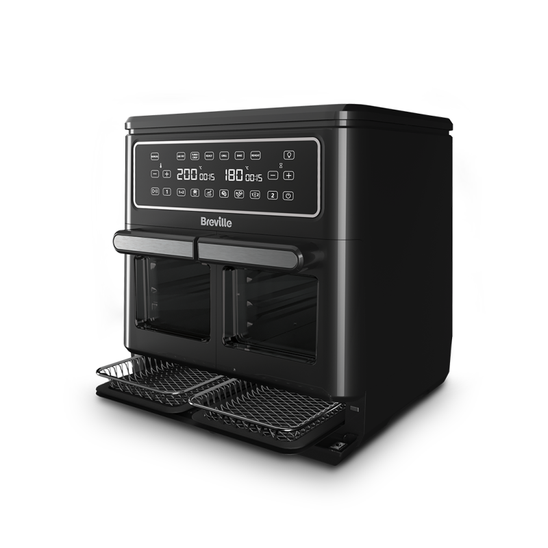 Airfryer, friteuză dublă cu aer cald, Halo Flexi, Digital, 11L