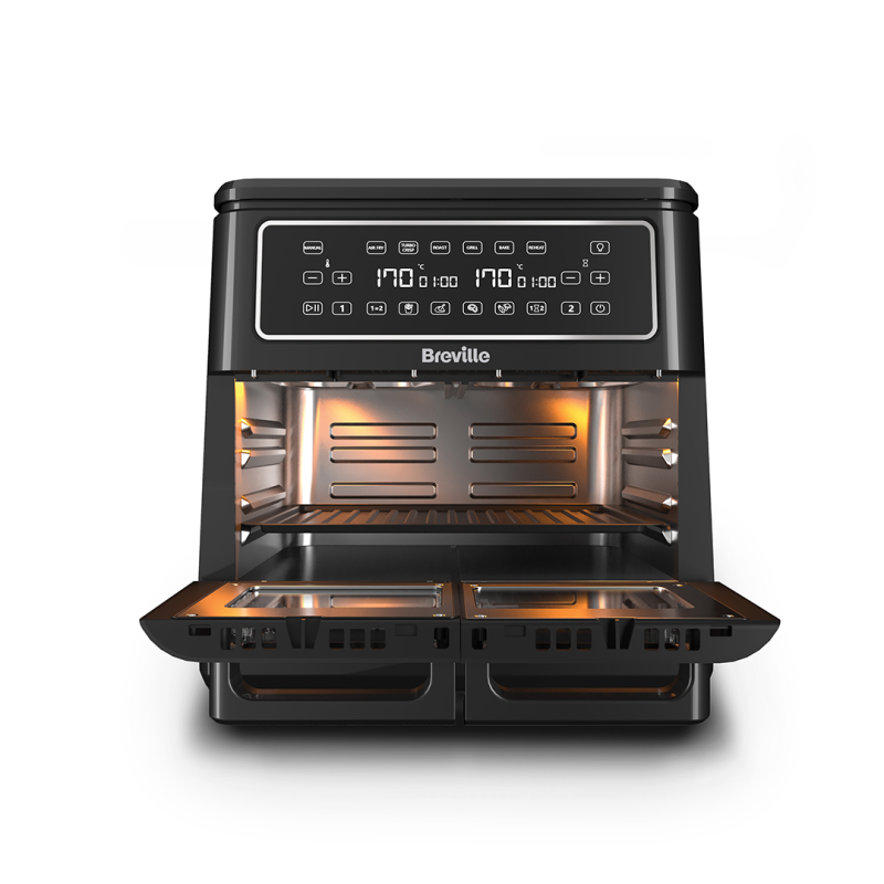 Airfryer, friteuză dublă cu aer cald, Halo Flexi, Digital, 11L