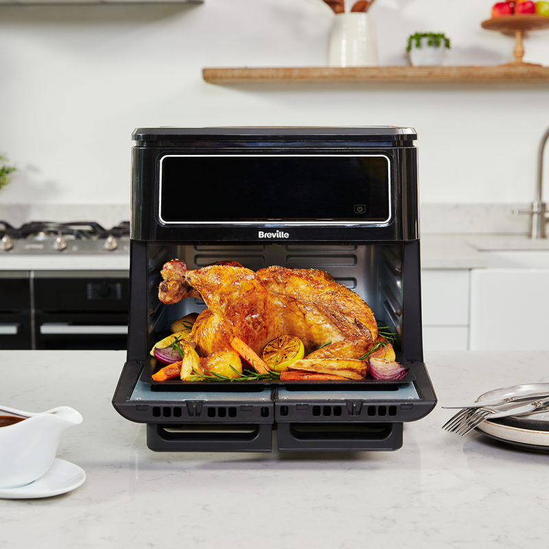 Airfryer, friteuză dublă cu aer cald, Halo Flexi, Digital, 11L