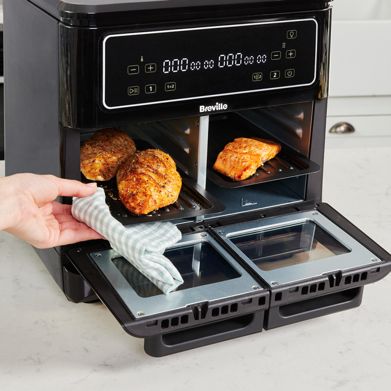 Airfryer, friteuză dublă cu aer cald, Halo Flexi, Digital, 11L