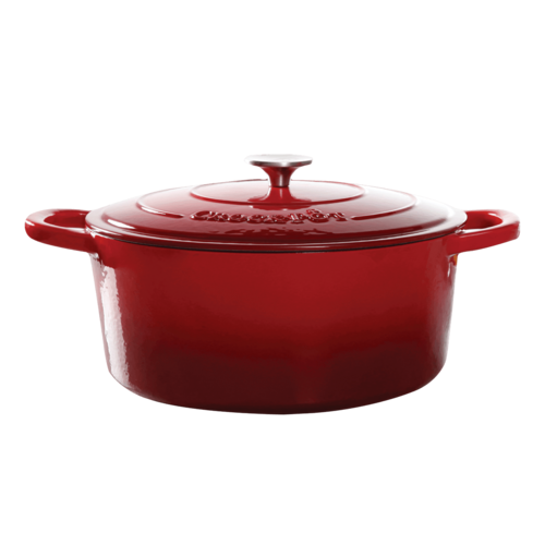 Vas de fontă emailată, 4.7L, rotund înalt, roșu