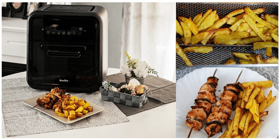 Rețetă frigărui de pui cu cartofi prăjiți la Breville Air Fryer, friteuza-cuptor cu aer cald by Dulciuri fel de fel