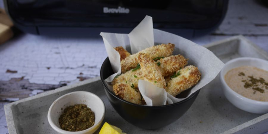 Rețetă cartofi haloumi prăjiți cu aer cald la Breville Air Fryer, friteuza-cuptor cu aer cald