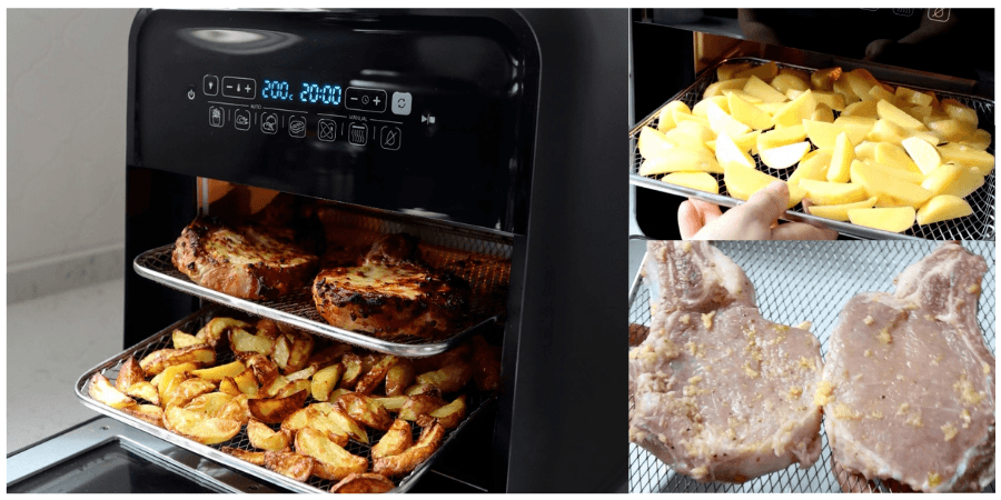 Rețetă cotlete de porc și cartofi la Breville Air Fryer, friteuza-cuptor cu aer cald by Prăjiturela