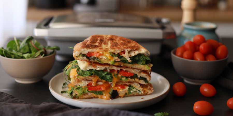 Rețetă panini cu ou, șuncă, cheddar și dovlecel la Sandwich Maker Panini DuraCeramic by Bucătar Maniac