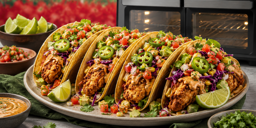 Tacos mexicani cu pui crocant