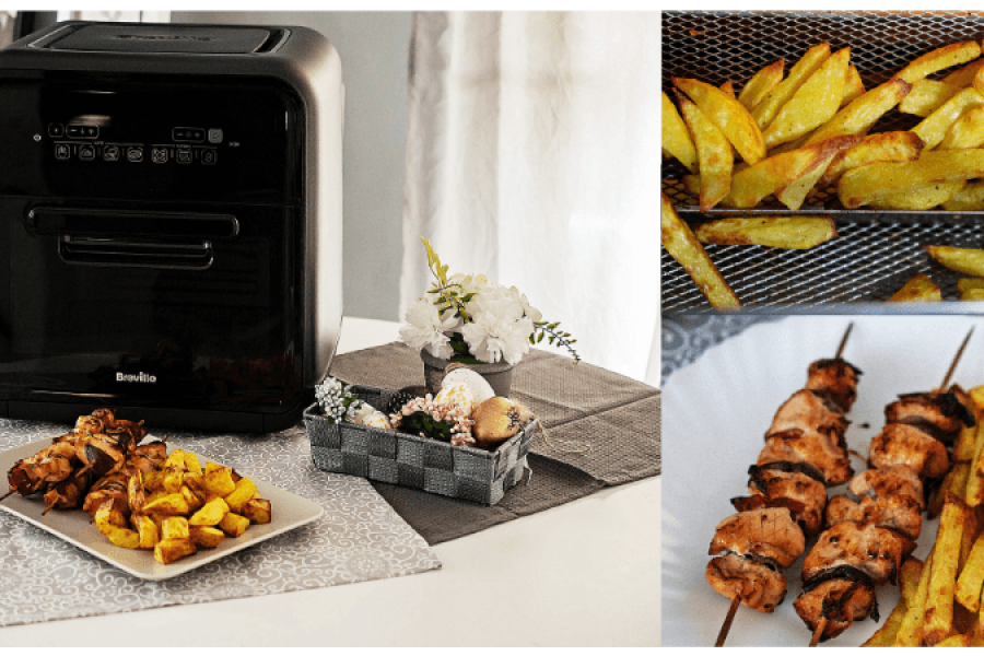 Rețetă frigărui de pui cu cartofi prăjiți la Breville Air Fryer, friteuza-cuptor cu aer cald by Dulciuri fel de fel