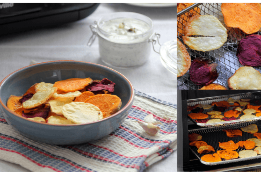 Rețetă chipsuri din legume prăjite cu aer cald la Breville Air Fryer by Laura's Sweets