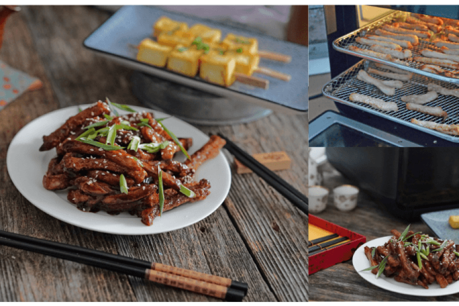 Rețetă porc cu 5 arome chinezești și frigărui de tofu la Breville Air Fryer, friteuza-cuptor cu aer cald by Carte de rețete