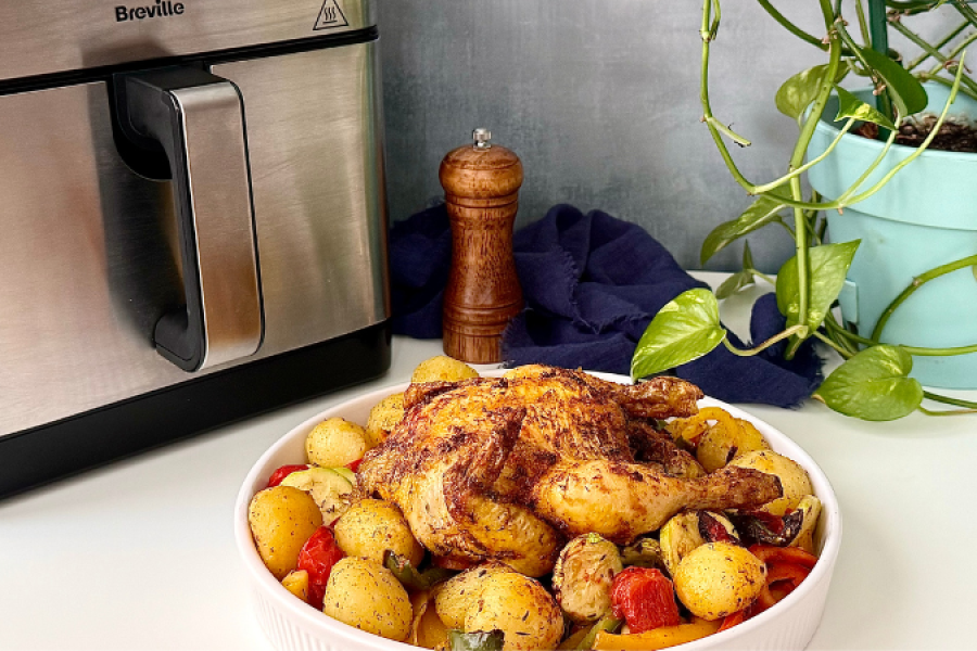 Rețetă Pui coquelet cu legume și cartofi cu mărar și usturoi la airfryer Halo Air, XL, Breville by Liana Mincioaga
