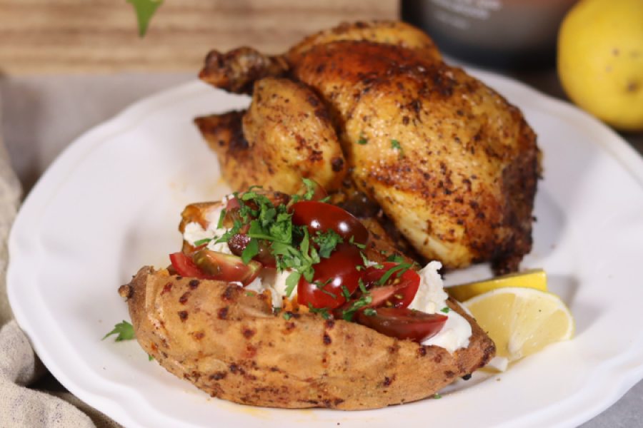 Rețetă cocoșel de pădure cu cartofi dulci la airfryer Breville Halo Steam by Teo's Kitchen