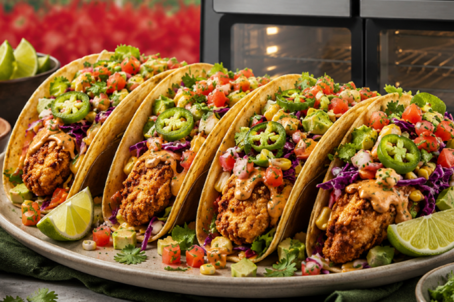 Tacos mexicani cu pui crocant