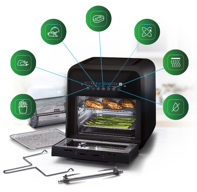 Airfryer, friteuză cu aer cald și rotisor, fără ulei, Breville, 10L