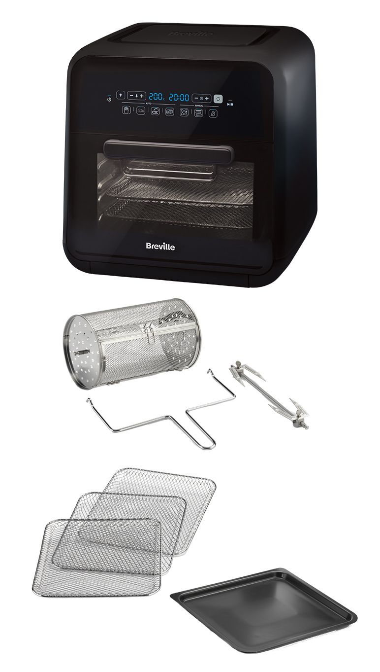 Airfryer, friteuză cu aer cald și rotisor, fără ulei, Breville, 10L